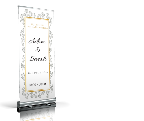 Welkomstbord - Floral Gray and Gold welkomstbord